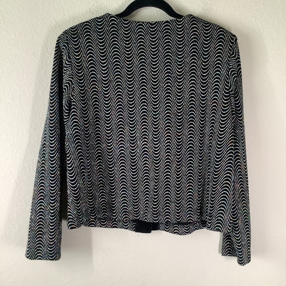 VINTAGE Glitter Evening Jacket Black Cocktail Blazer Whimsigoth Fairy Grunge 16W - Picture 7 of 8